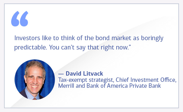 Investors like to think of the bond market as boringly predictable. You can't say that right now. David Litvack, tax-exempt strategist, Chief Investment Office, Merrill and Bank of America Private Bank