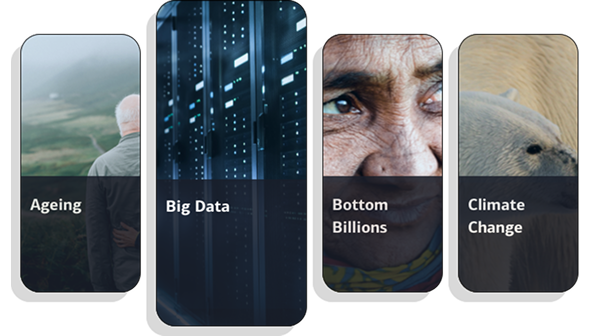 Ageing, Big Data, Bottom Billions, Climate Change