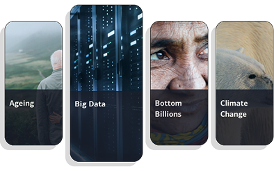 Ageing, Big Data, Bottom Billions, Climate Change